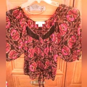 Women's Sheer Floral print short sleeve shirt